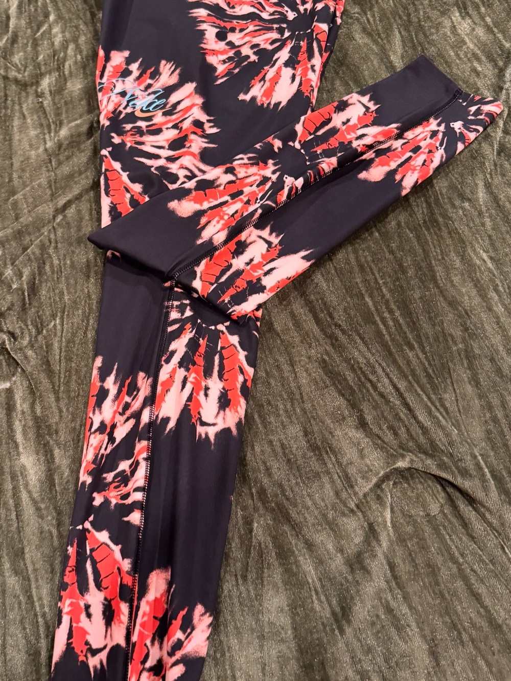Women's Black Leggings with Coral Tie-Dye Print by